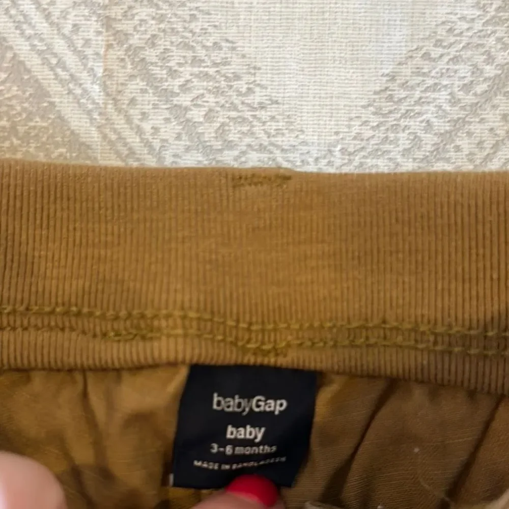 Baby Boys Blue Striped Button Down Shirt + Tan Cargo Pants: Size 3-6 Months
